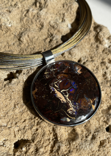 Koroit-Opal Anhänger ca.40 mm in 925 Silber